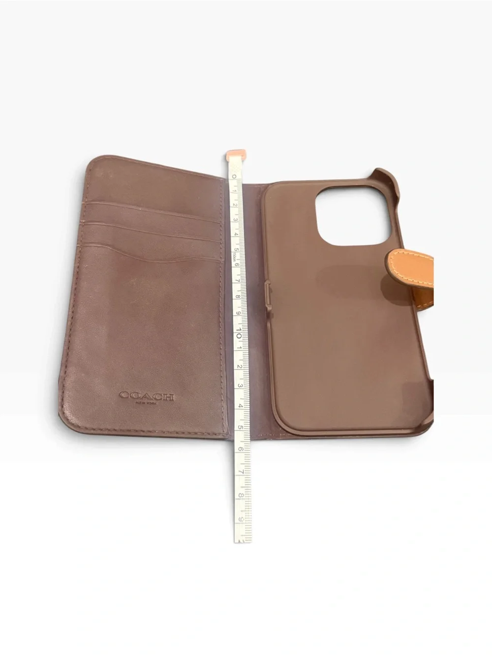 Coach iPhone 15 Pro Signature C Pattern Gold Phone Wallet Case